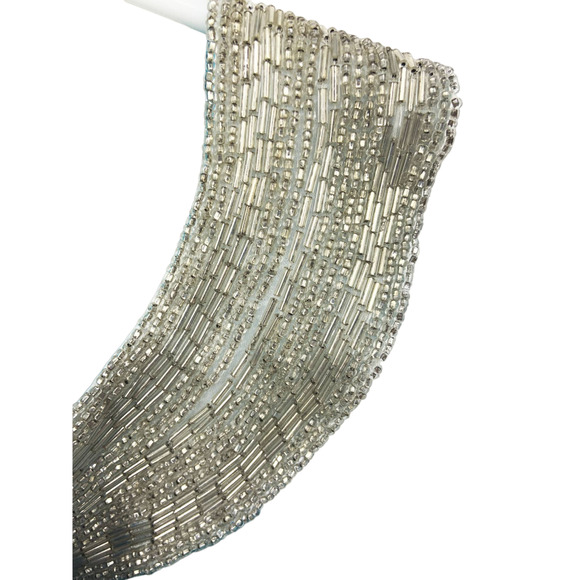 A.J. Bari Beaded Collar Silk Haltered Formal Blue Dress Size 8 - Picture 4 of 10